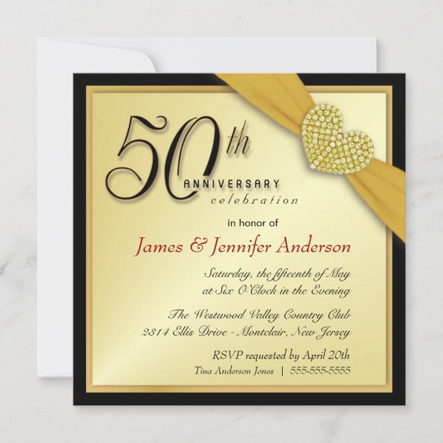 Invitations élégantes à la fête du 50e anniversair (Devant)