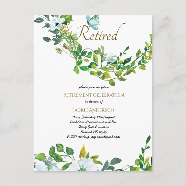 Invitations Élégantes à la retraite Botanique Flor (Devant)