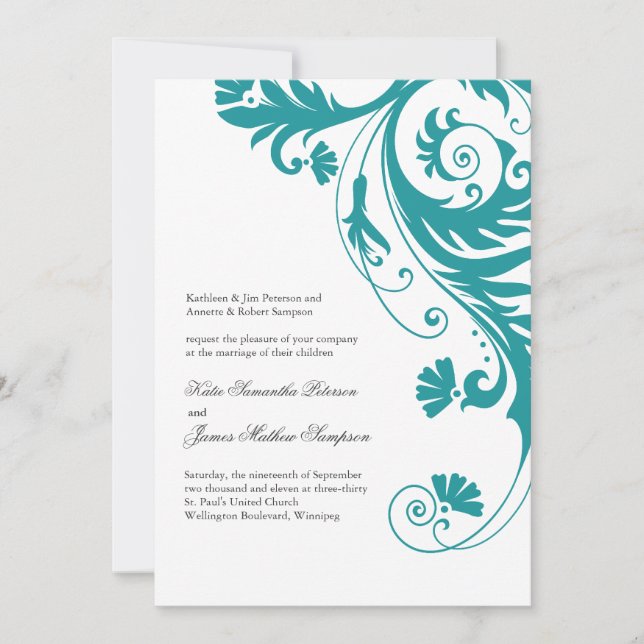 Invitations Élégantes à un mariage à essence (Devant)