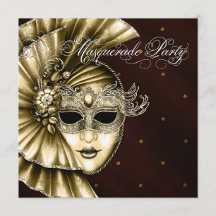 Invitations élégantes Black Gold Masquerade Party