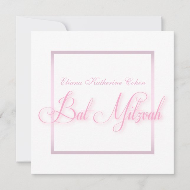 Invitations élégantes de Bat mitzvah roses (Devant)