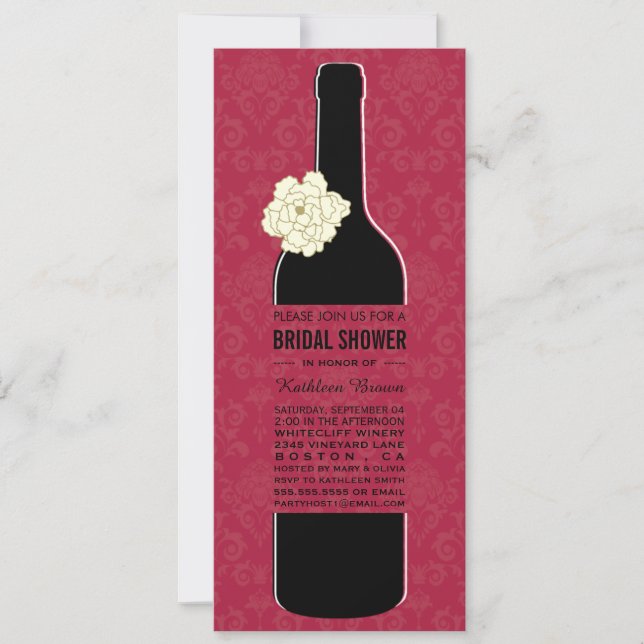 Invitations Élégantes de douche nuptiale à vin (Devant)