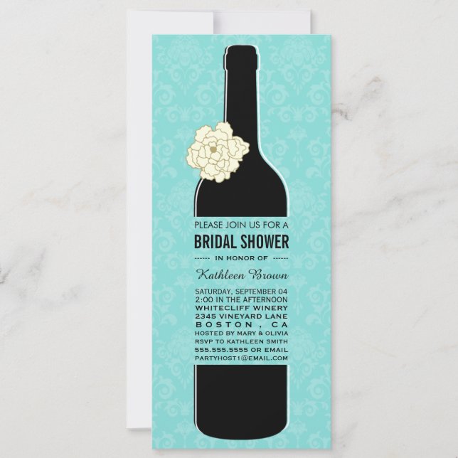 Invitations Élégantes de douche nuptiale à vin (Devant)