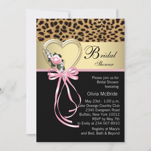 Invitations Élégantes de douche nuptiale Leopard (Devant)