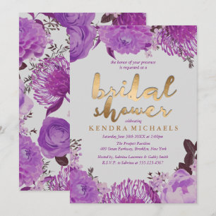 Invitations Élégantes de douche nuptiale violet