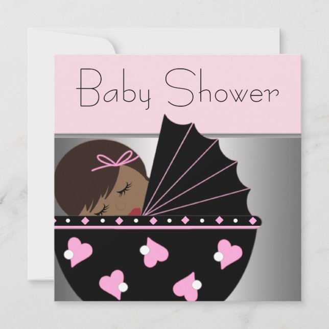 Invitations élégantes de douche pour bébé rose et  (Devant)