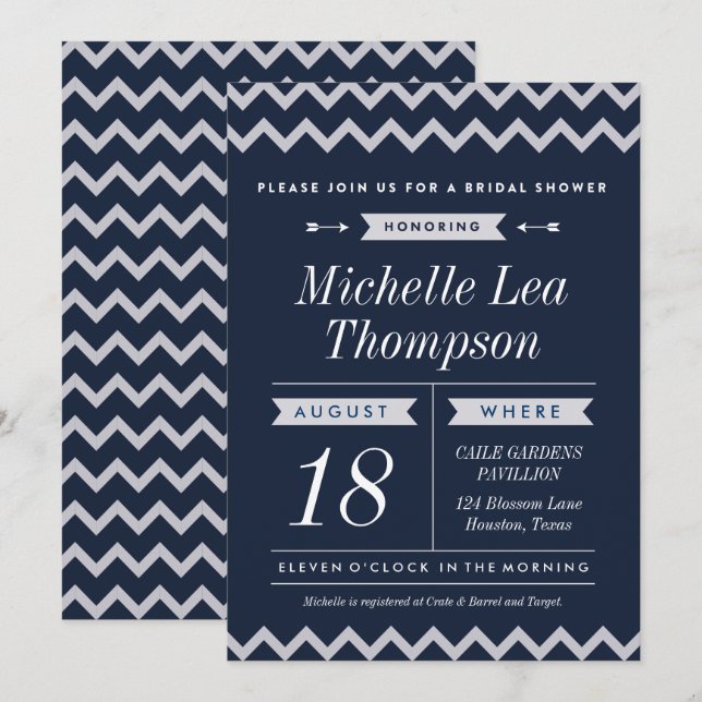 Invitations élégantes de Fête de la mariée de (Devant / Derrière)