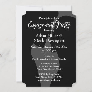 Invitations élégantes de fiançailles en noir et bl
