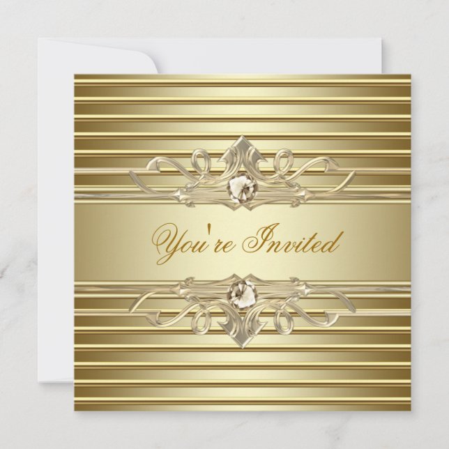 Invitations élégantes de Gold Party (Devant)