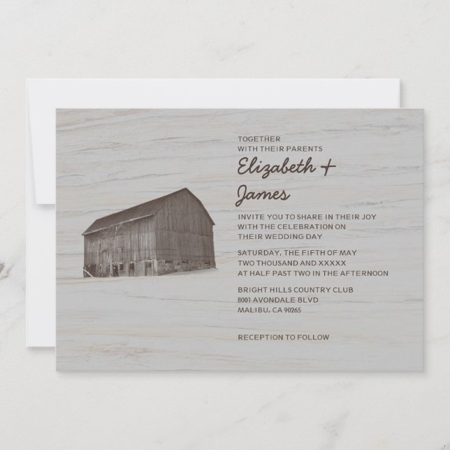 Invitations Élégantes de mariage à la ferme (Devant)