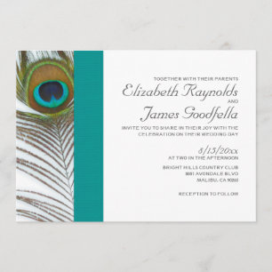 Invitations élégantes de mariage de plume de paon