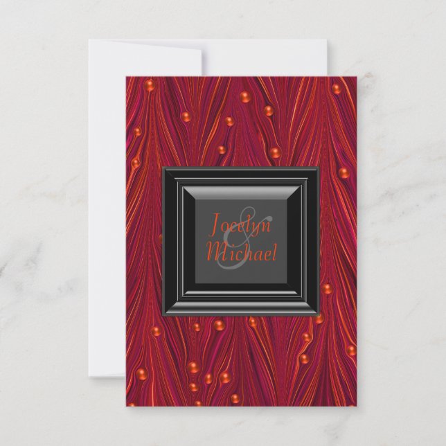 Invitations élégantes de mariage rouge et noir (Devant)
