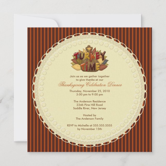 Invitations élégantes de thanksgiving de temps de (Devant)