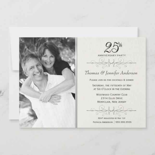 Invitations élégantes du 25e anniversaire du Maria (Devant)