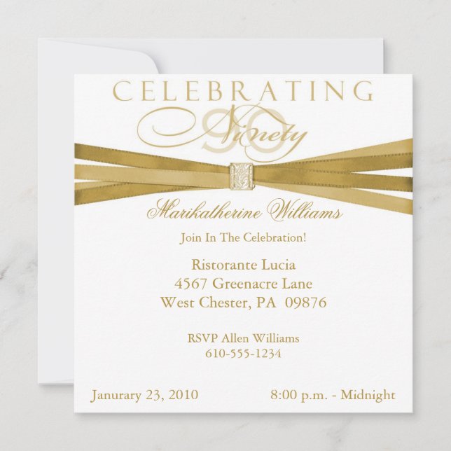 Invitations élégantes du 90e anniversaire (Devant)