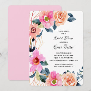 Invitations Élégantes Florales de douche nuptiale