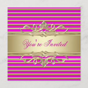 Invitations élégantes Hot Pink et Gold Party