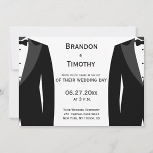 Invitations Élégantes Noir Et Blanc De Mariage Gay