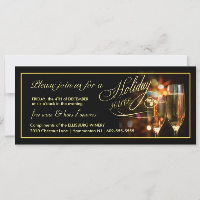 Invitations élégantes pour fêtes de fin d'année (Devant)