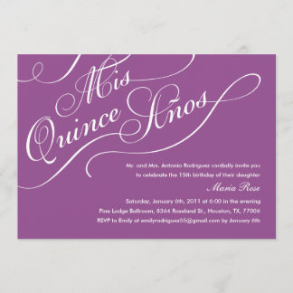 Invitations élégantes pourpres de Quinceanera