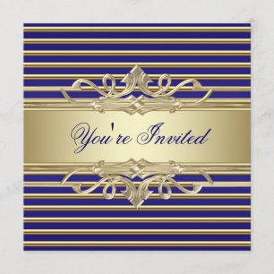 Invitations élégantes Royal Blue Gold Party