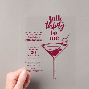Invitations En Acrylique 30e Anniversaire Cocktail Rose Trente ans ça se fê