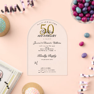 Invitations En Acrylique 50e anniversaire de Mariage d'or