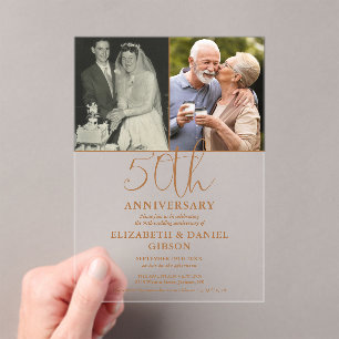 Invitations En Acrylique 50e anniversaire du Mariage Alors et maintenant 2 