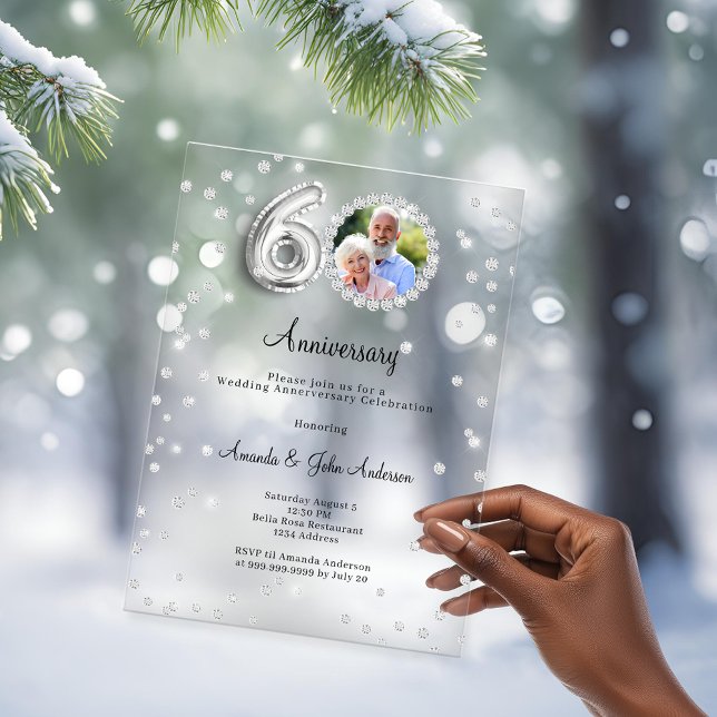Invitations En Acrylique 60th diamond wedding anniversary (Créateur téléchargé)