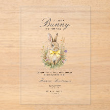 A cute little Floral Bunny Yellow Bow Baby Shower 