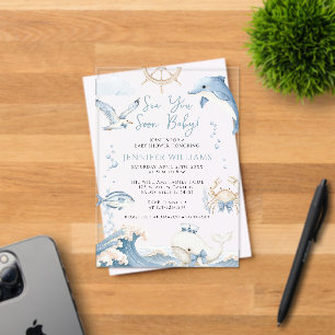Invitations En Acrylique À la mer bientôt bébé garçon océan douche