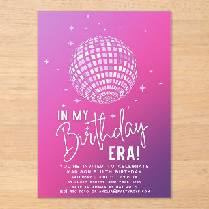Invitations En Acrylique A L'Ère De Mon Anniversaire, Fête De L'Ère, Fête D