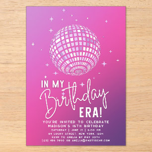 Invitations En Acrylique À l'ère de mon anniversaire, Fête d'ère, Fête des 