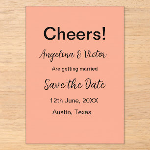 Invitations En Acrylique À votre santé, sauvegardez la date simple minimali