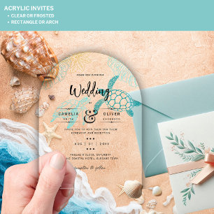 Invitations En Acrylique ACRYLIC Destination Mariage Plage Tortues de mer