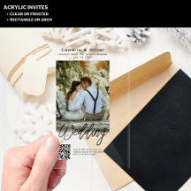 ACRYLIC Wedding Invite PHOTO Qr Code RSVP