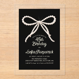 Invitations En Acrylique ACRYLIQUE TRANSPARENT 45e Anniversaire Noir Blanc 