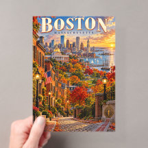 Affiche de voyage d'automne à Boston Massachusetts