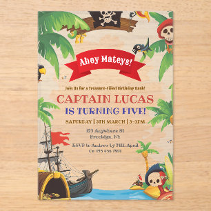 Invitations En Acrylique Ahoy Matey Boys Pirate Ship Anniversaire