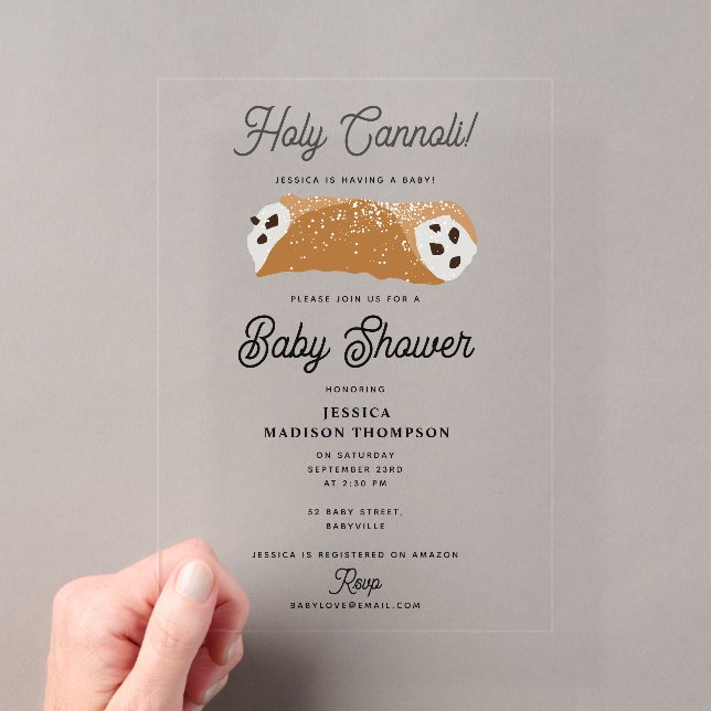Invitations En Acrylique Alimentation italienne Saint-Cannoli Baby shower (In situ (ordinateur de poche))