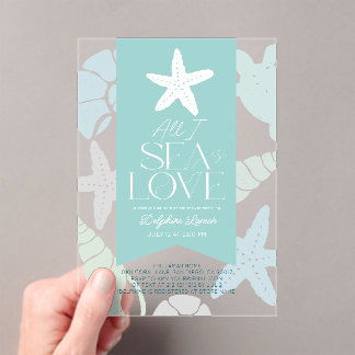 Invitations En Acrylique All I Sea is Love Starfish Bridal Shower