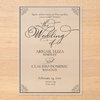 Invitations En Acrylique All-In-On Elegant Script Rome Italy Destination