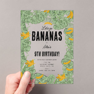 Invitations En Acrylique Allons-y Bananas Banana Tropical Birthday Theme