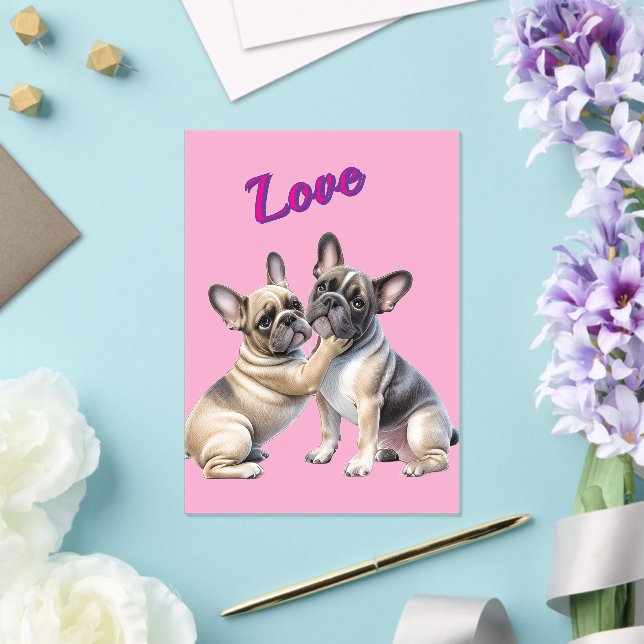 Invitations En Acrylique Amour de Bouledogue Français Bouledogue français  (Insitu (Mariage))