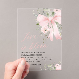 Invitations En Acrylique Amour de la boue rose moderne en Fête des mariées