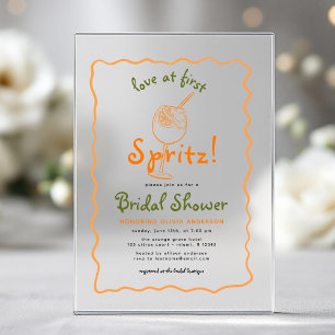 Invitations En Acrylique Amour Whimsical À First Spritz Funky Fête des mari