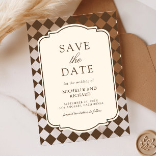 Invitations En Acrylique Ancien Argent Brun Carreaux Mariage Enregistrer la