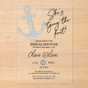 Invitations En Acrylique Ancre nouant le nœud : Fête de mariage nautique po
