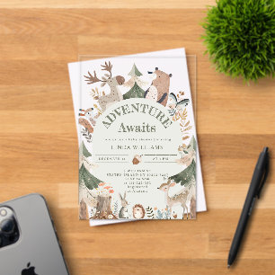 Invitations En Acrylique Animaux des bois Aventure Await Baby shower