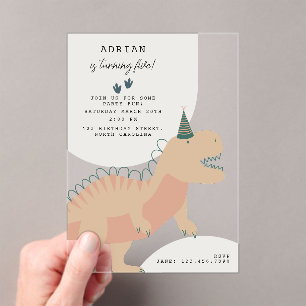 Invitations En Acrylique Anniversaire Animaux de Fête Préhistorique Bohème 
